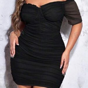 SHEIN BAE Plus Off Shoulder Ruched Bodycon Dress